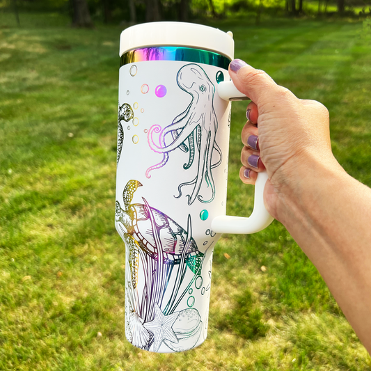 rainbow color 40 ounce tumbler