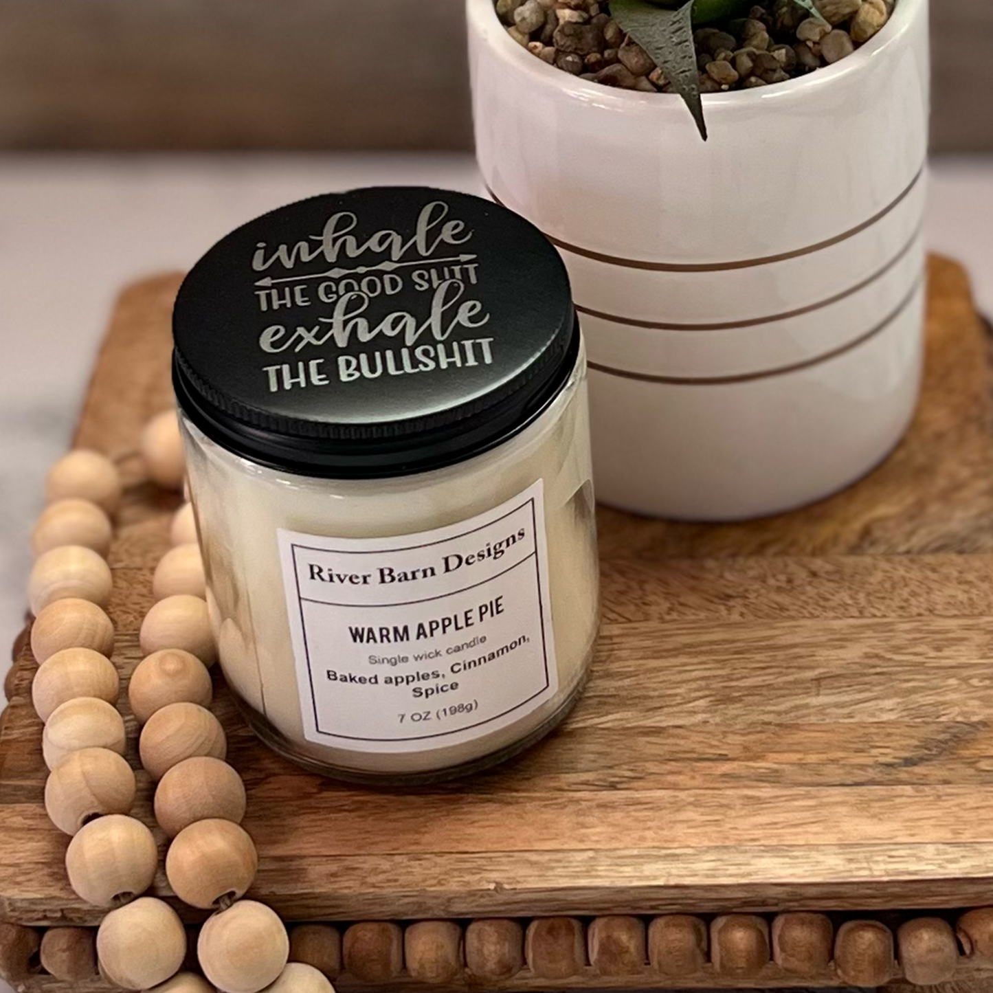 Scented candle with fun engraved lid - River Barn Designs
