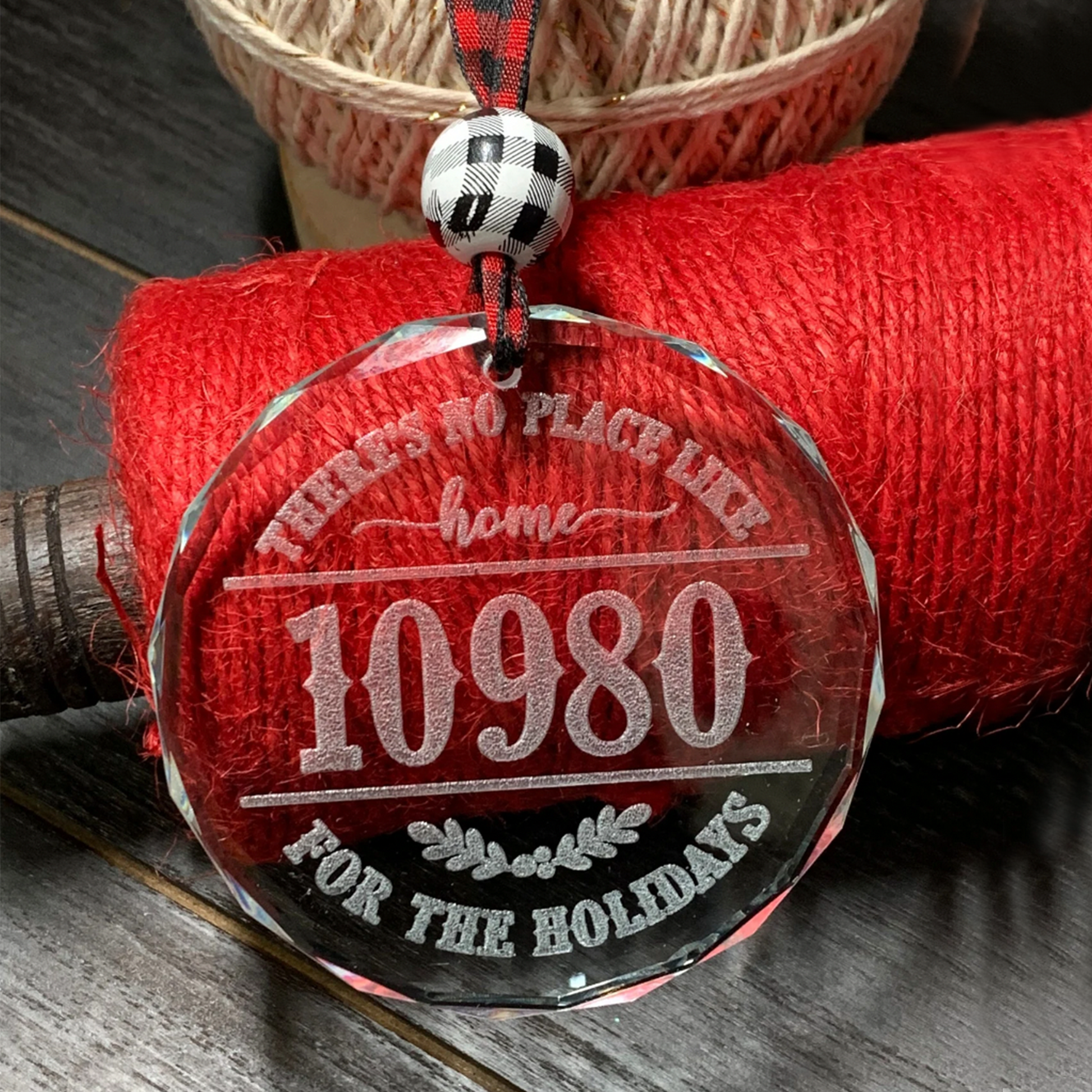 No Place Like Home custom zip code glass ornament - River Barn Designs