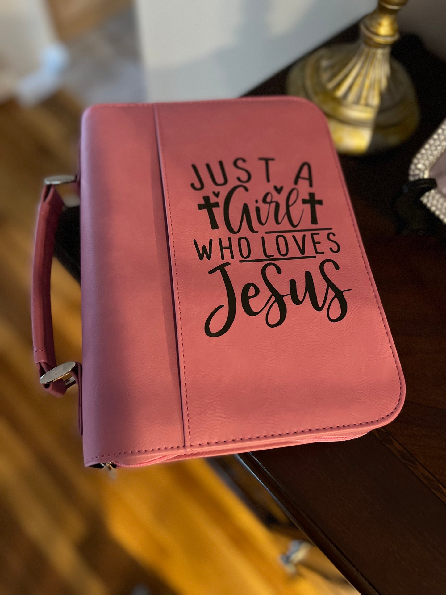 just a girl who loves jesus leatherette  bible cover