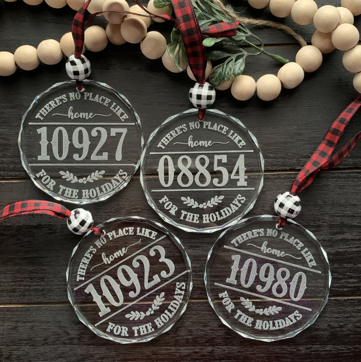 personalized no place like home for the holidays zip code laser engraved 3 inch glass ornament