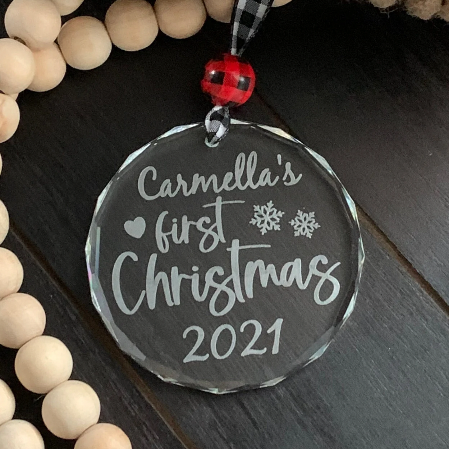 Personalized 3 inch glass ornament with year of birth