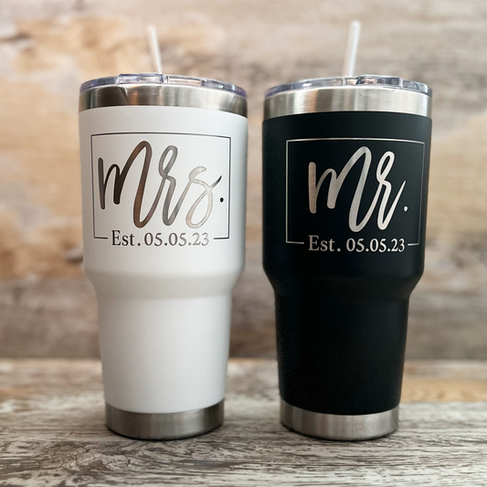 mr and mrs 30 ounce travel mug