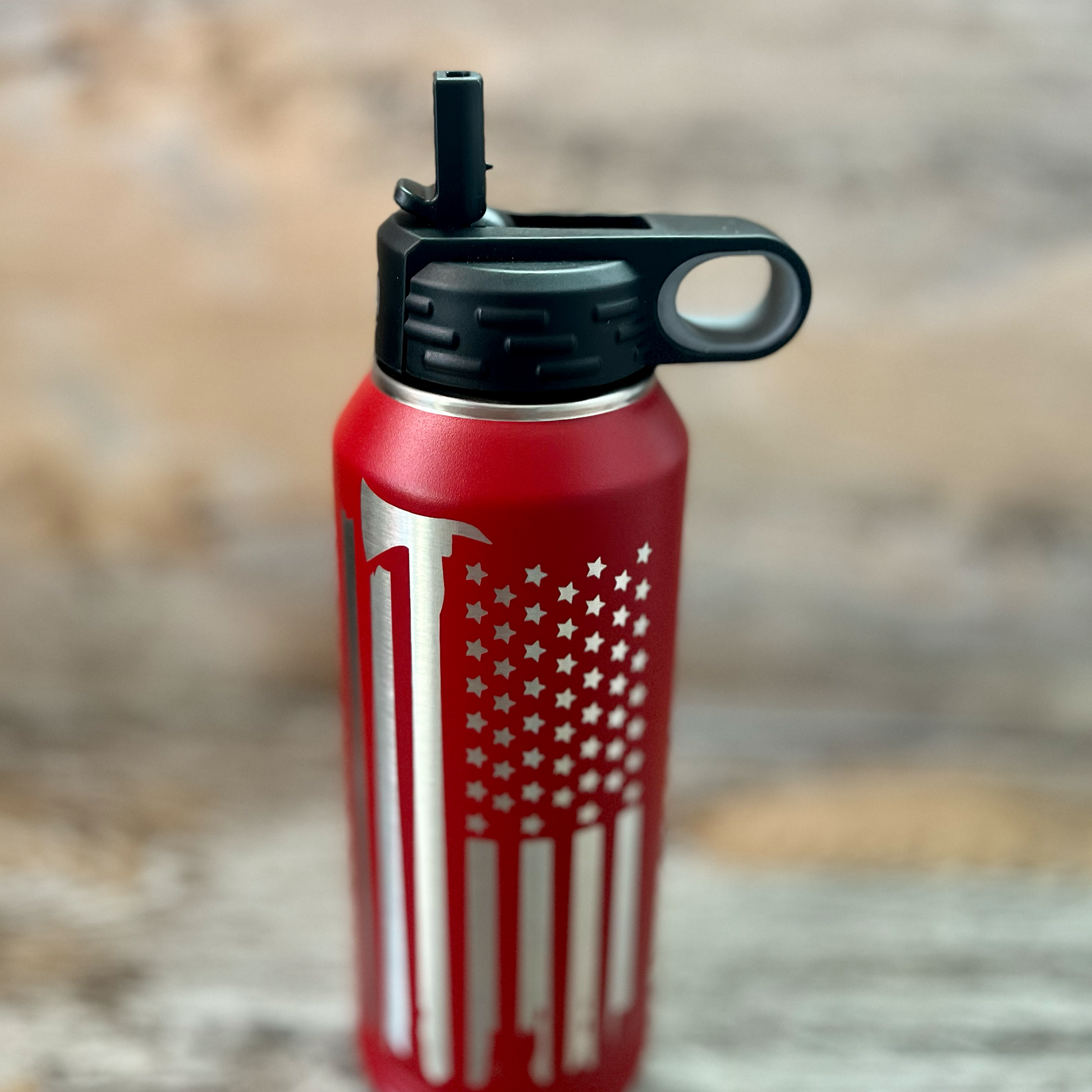 red american flag water bottle